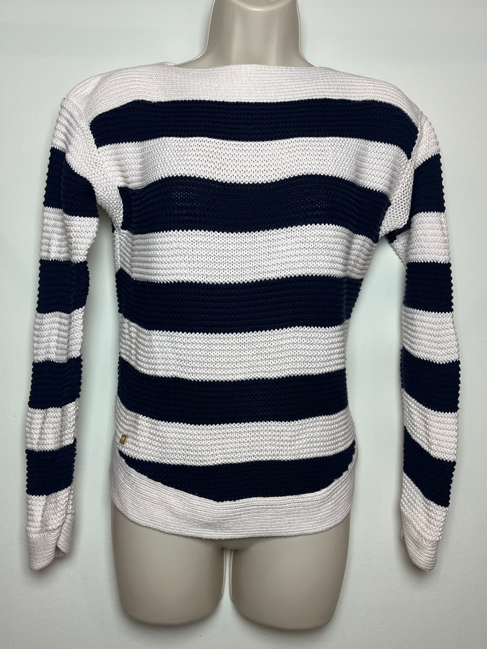 Striped Navy and White Knit Sweater